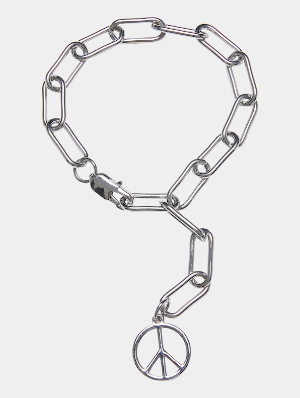 Urban Classics Y Chain Peace Pendant Bracelet-0