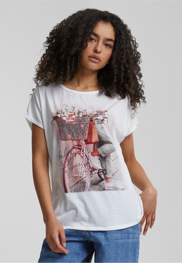 Cloud5ive Damen Viskose T-Shirt mit Fahrrad Print-0