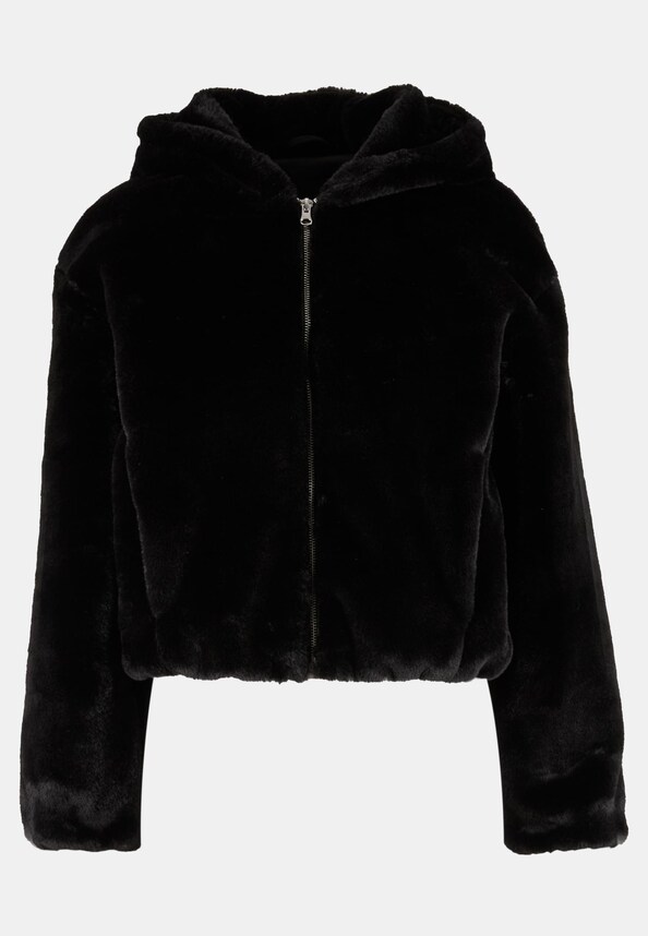 Ladies Full Zip Faux Fur Hoodie-4