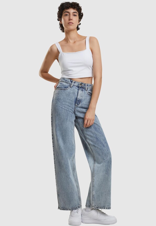 Ladies Wide Leg Slit Denim-3