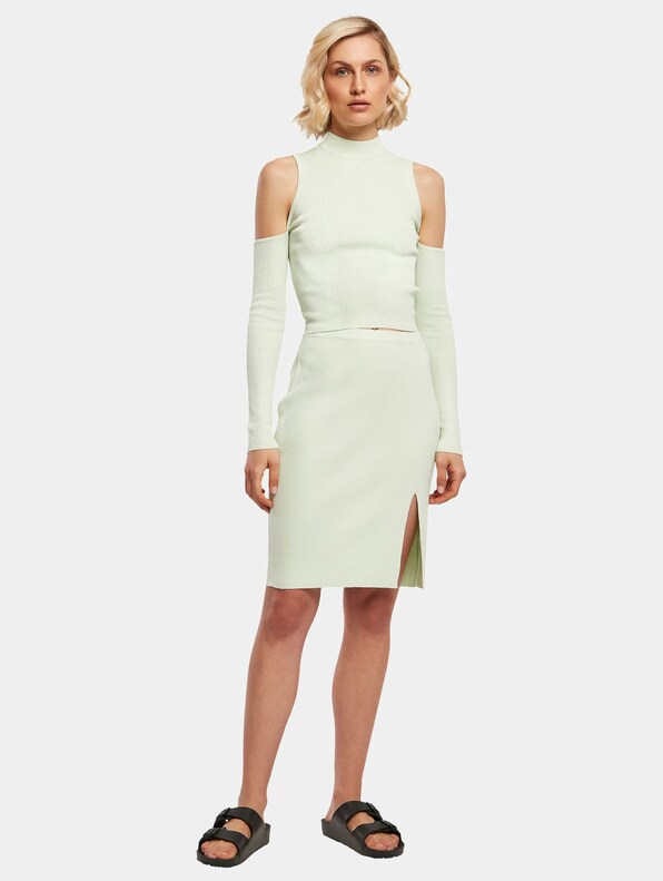 Ladies Rib Knit Cut Out Sleeve-3