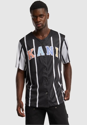KM241-040-2 Karl Kani Serif Striped Block Baseball Shirt