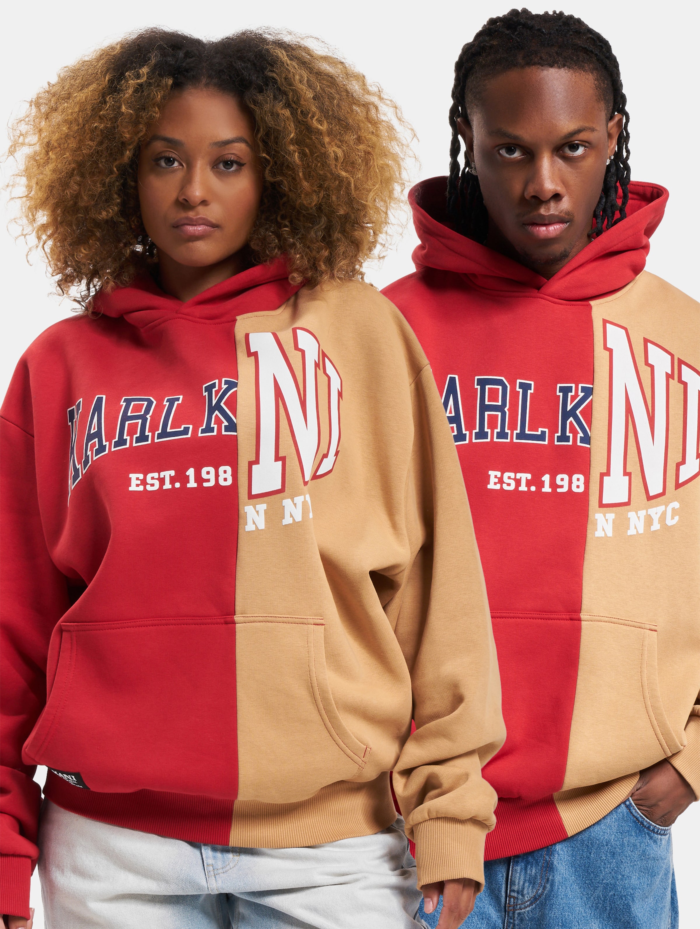 Karl Kani Woven Retro Split OS Hoodies op kleur rood, Maat XXL