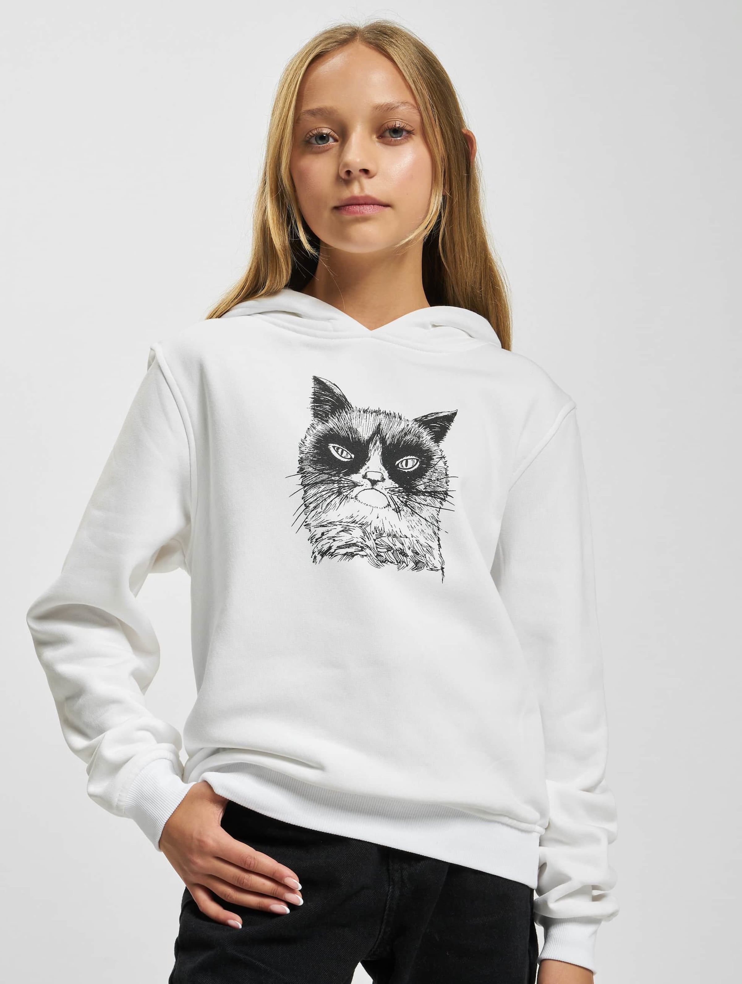 Mister Tee sweatshirt unhappy cat Zwart-158/164