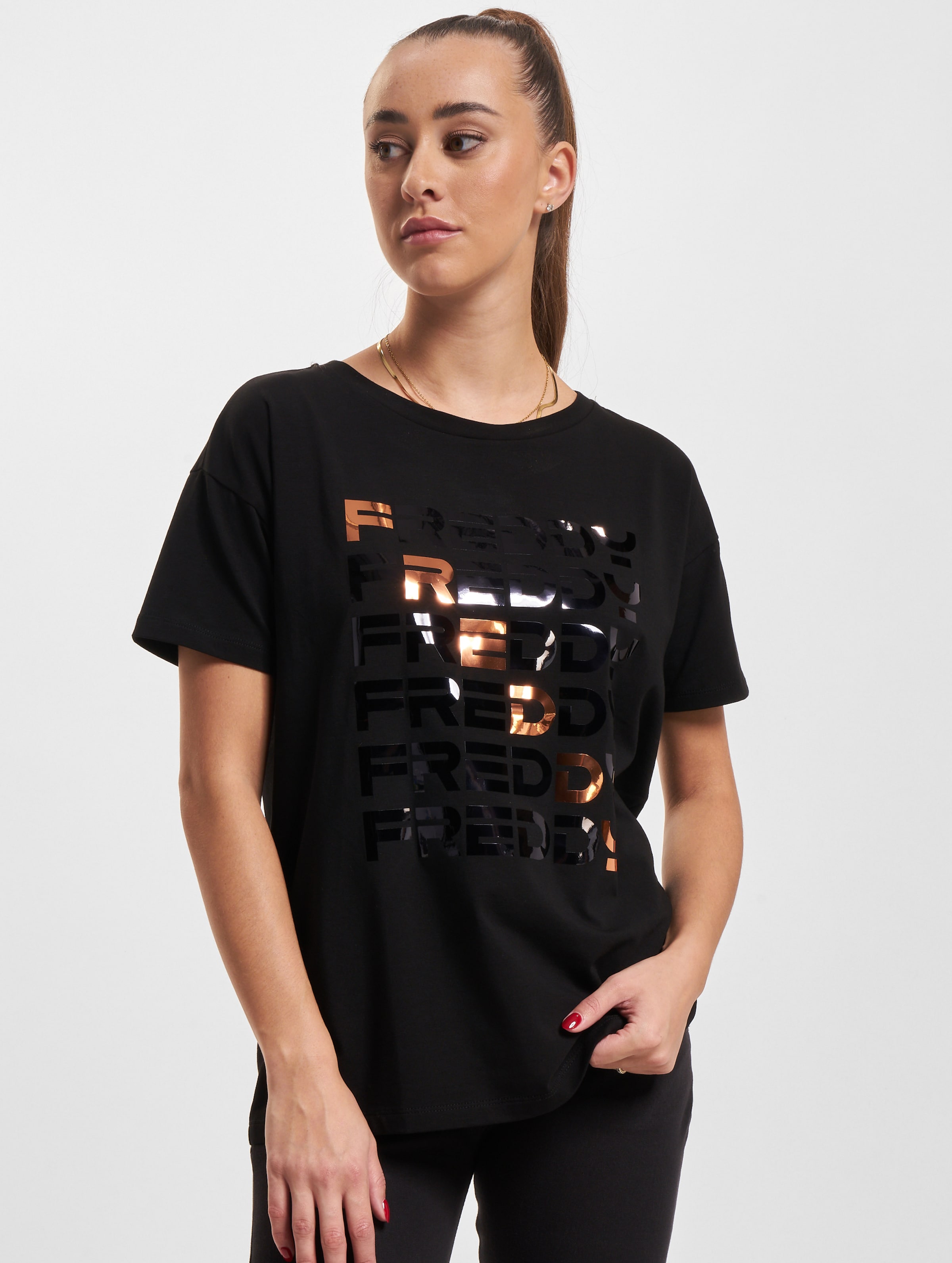 Freddy Jersey T-Shirts Vrouwen op kleur zwart, Maat XL