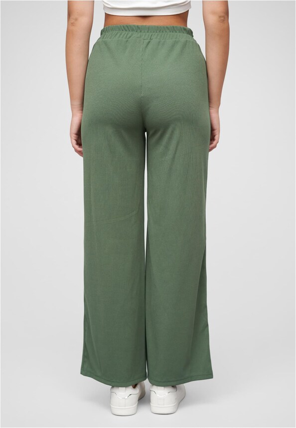 Sommer Hose mit weitem Beinschnitt und Ribbed Material-1