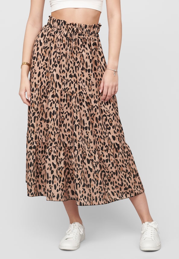 Cloud 5ive Tiered Longform Skirt with AOP-0