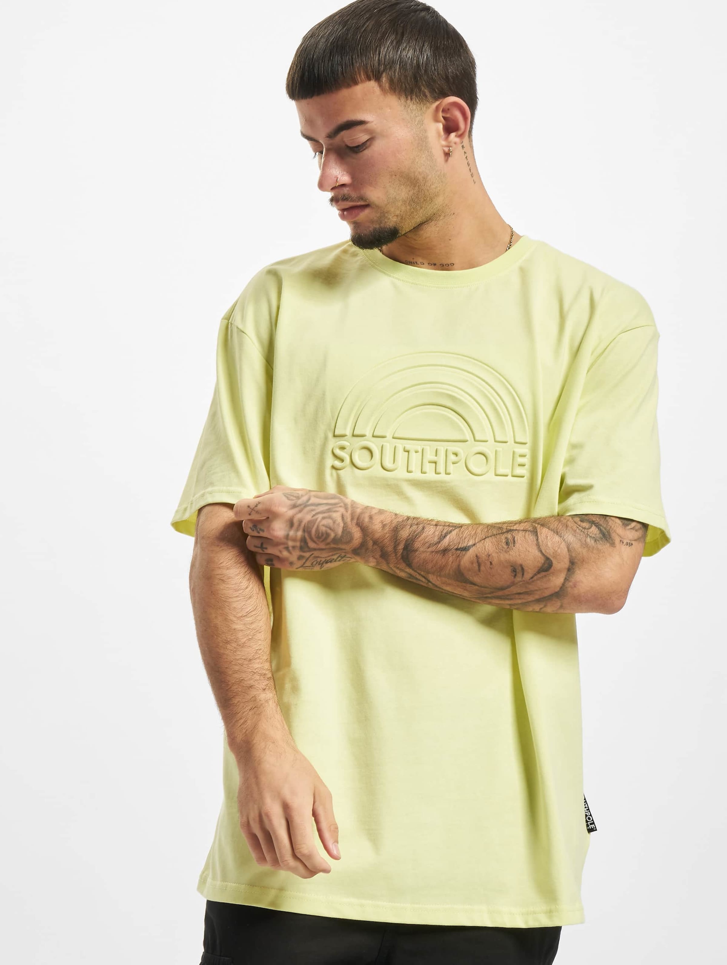 Southpole Heren Tshirt -L- 3D Logo Geel