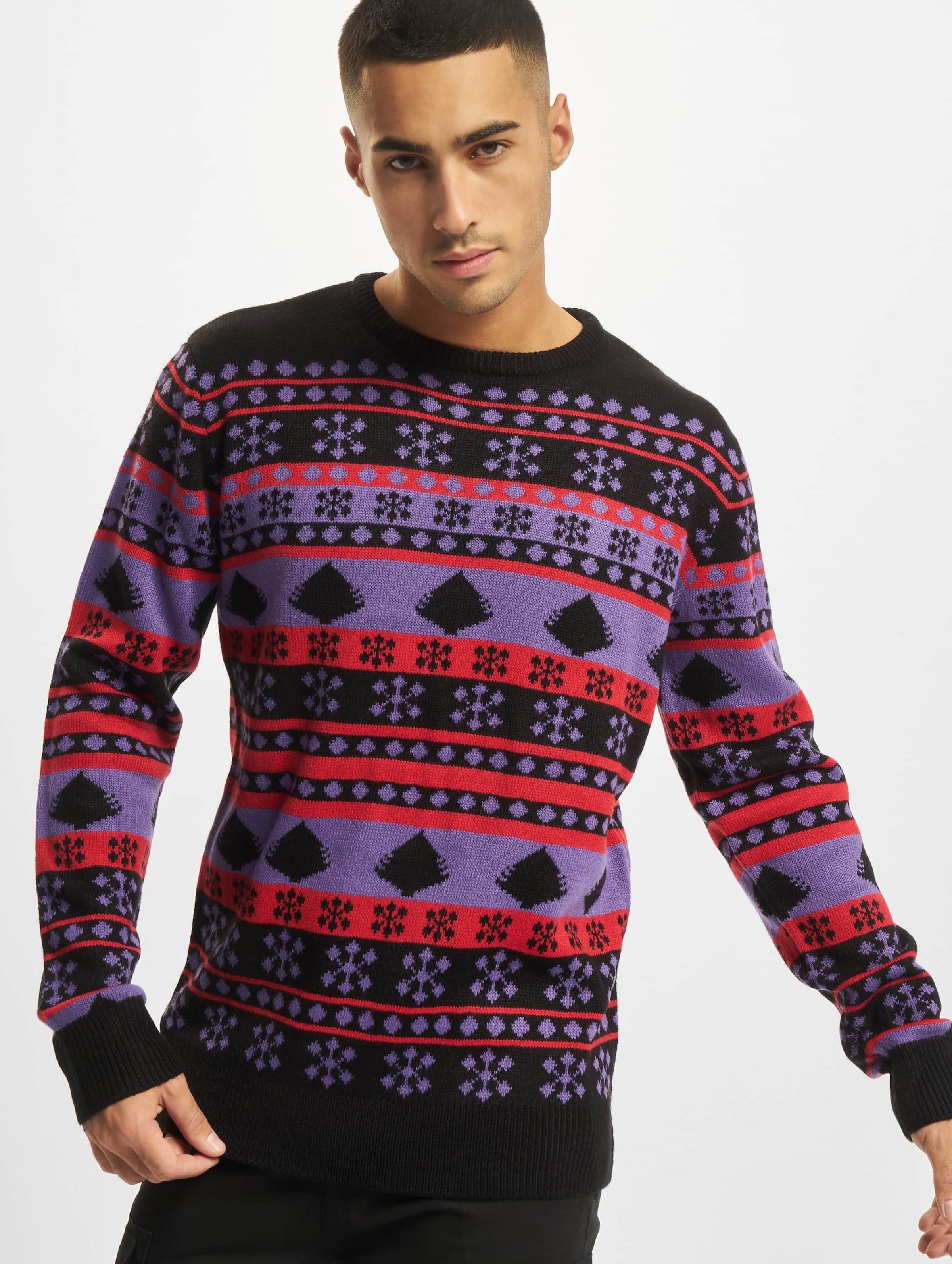 Urban Classics Snowflake Christmas Tree Sweater Mannen op kleur zwart, Maat M