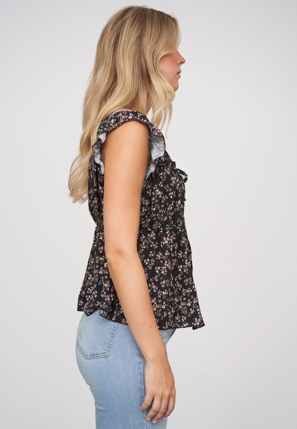 Ruffle Sleeve Tie Top-3