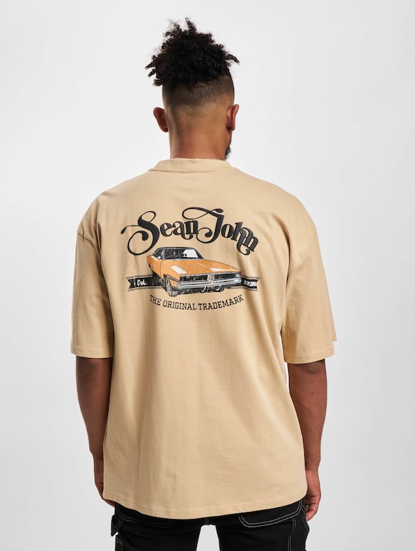 JM233-020-1 SJ Script Logo Retro Car Backprint Peached Tee-1