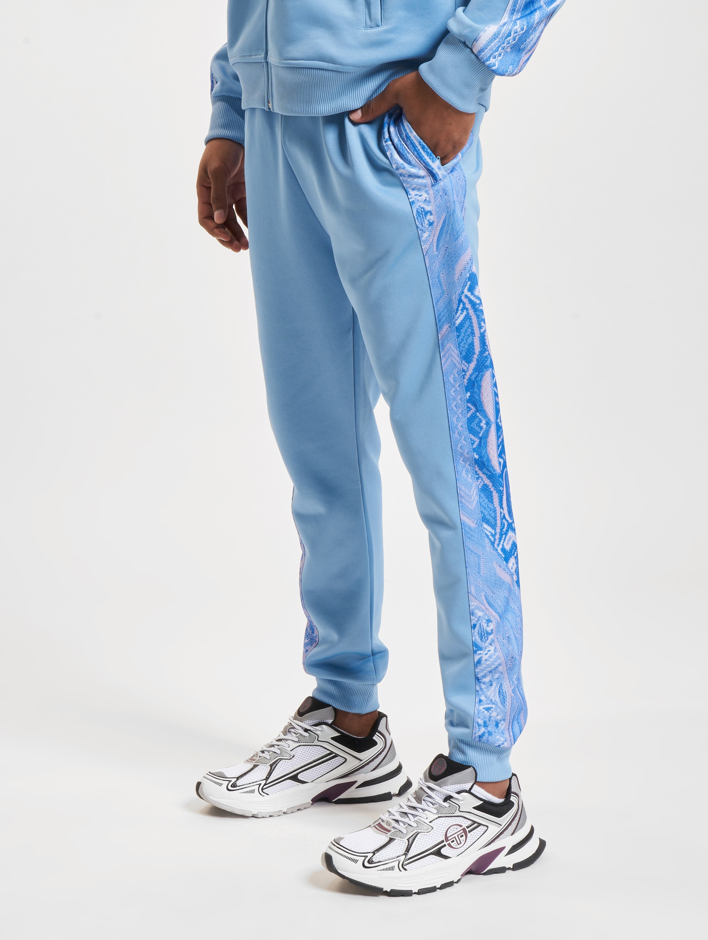 Carlo Colucci Stripe Tracksuit Pant Mannen op kleur blauw, Maat XL