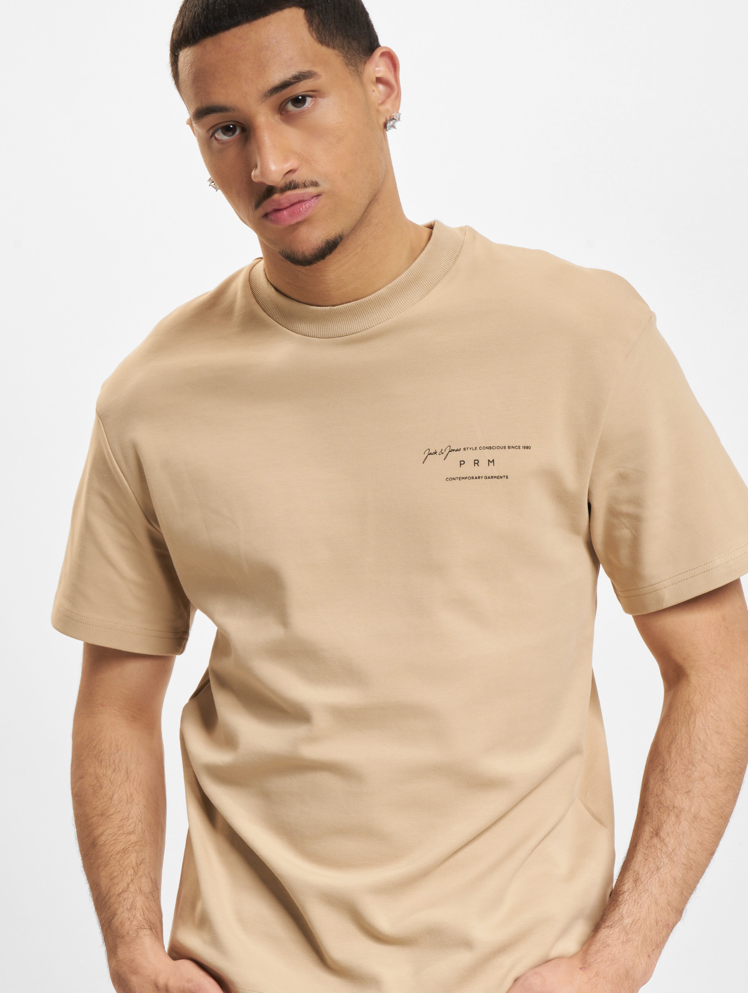 Jack & Jones La Sanchez Branding Crew Neck T-Shirt Männer,Unisex op kleur beige, Maat XL