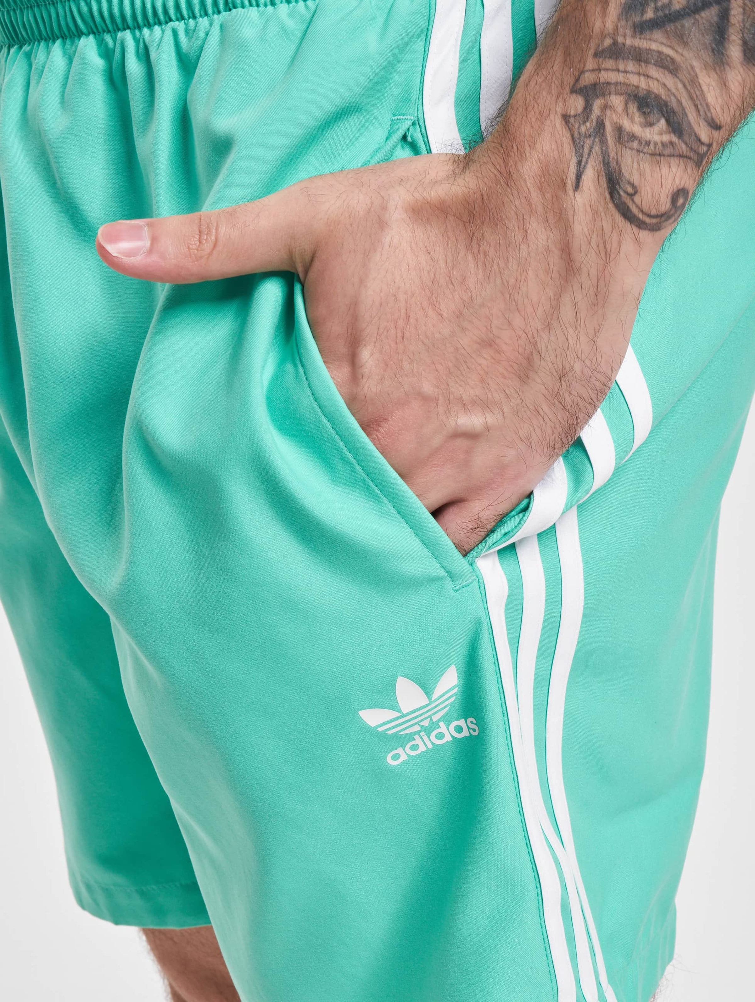 Adidas originals 3-stripe cheap jersey shorts in green