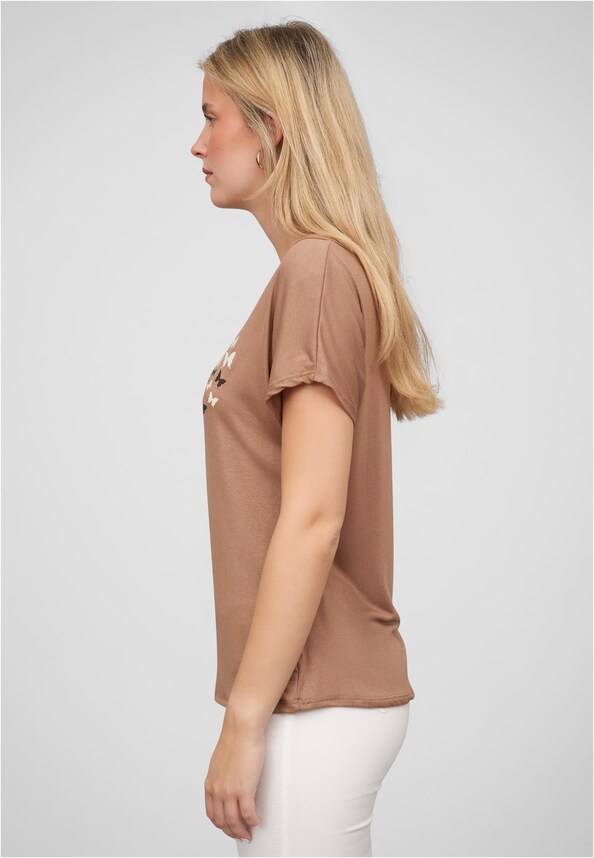 Cloud5ive Damen T-Shirt mit Herz Schmetterling Print mit Rundhals-2