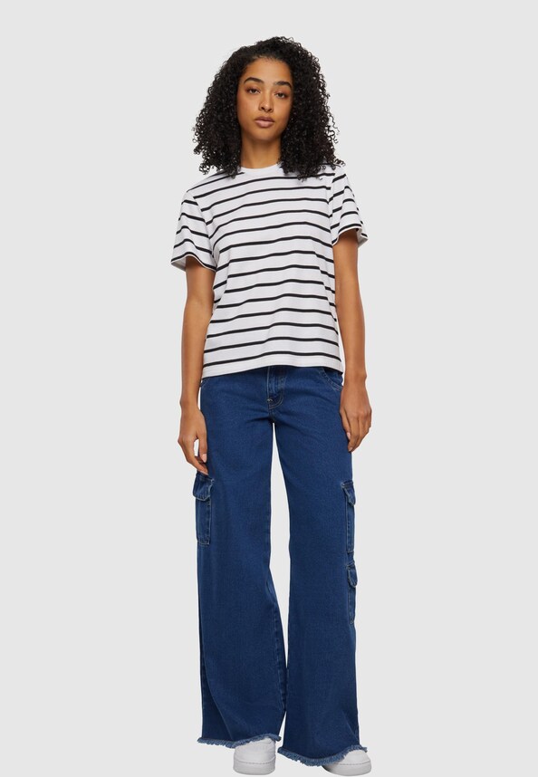 Ladies Striped Boxy Tee-4