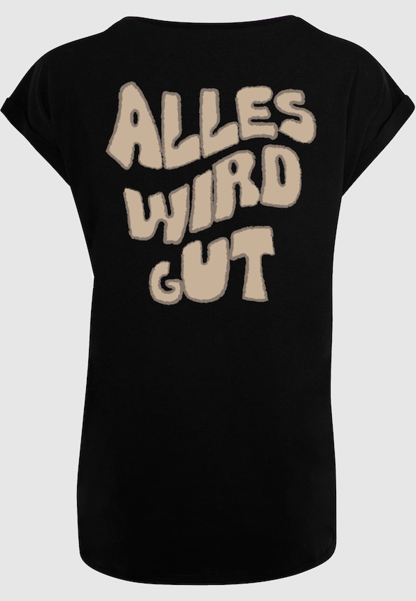 Ladies Alles Wird Gut Extended Shoulder Tee-3