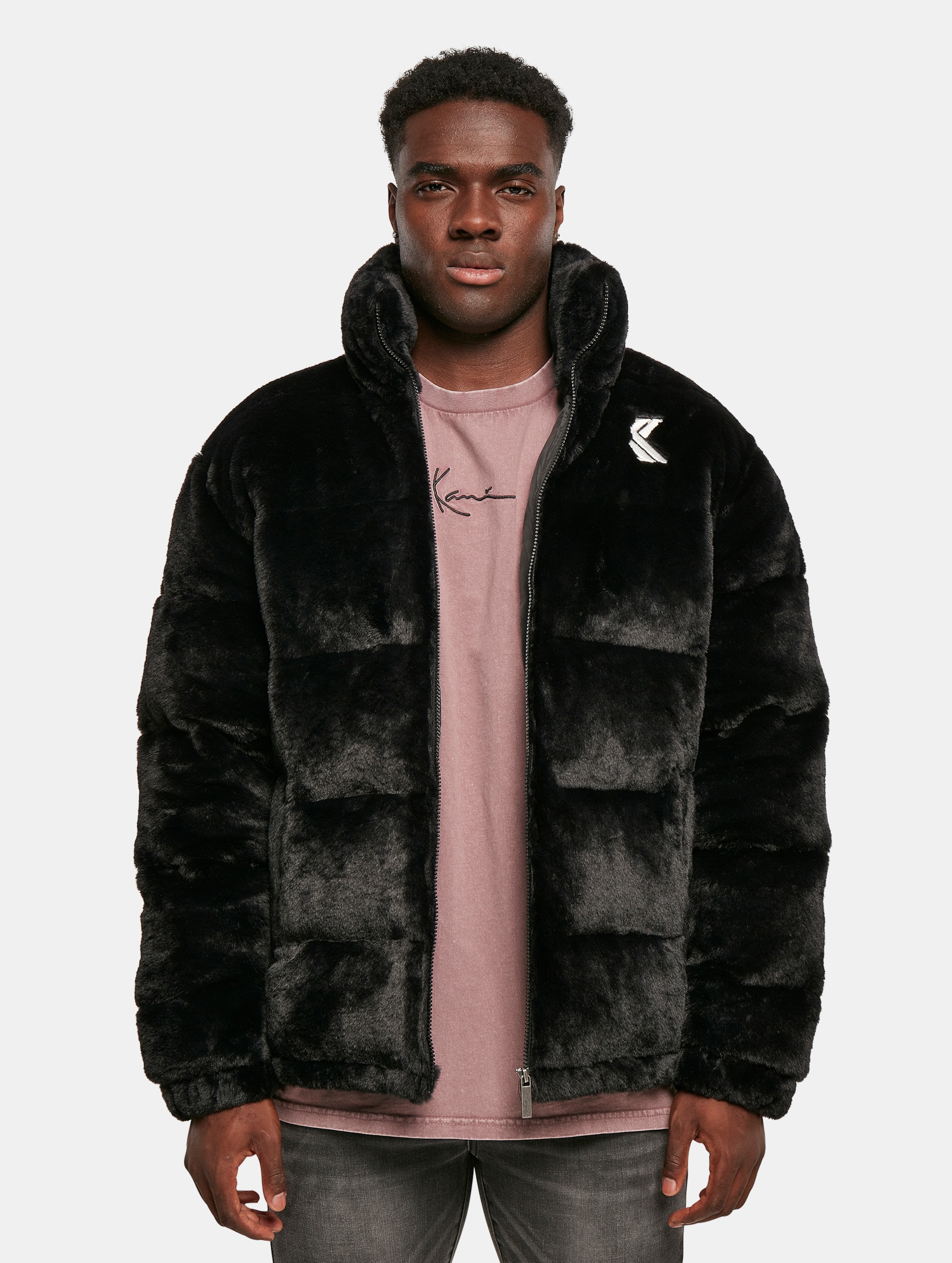 Karl Kani OG Fake Fur Puffer Jacket Mannen op kleur zwart, Maat XL