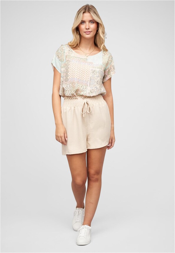 Musselin High Waist Shorts mit Bindedetail-4