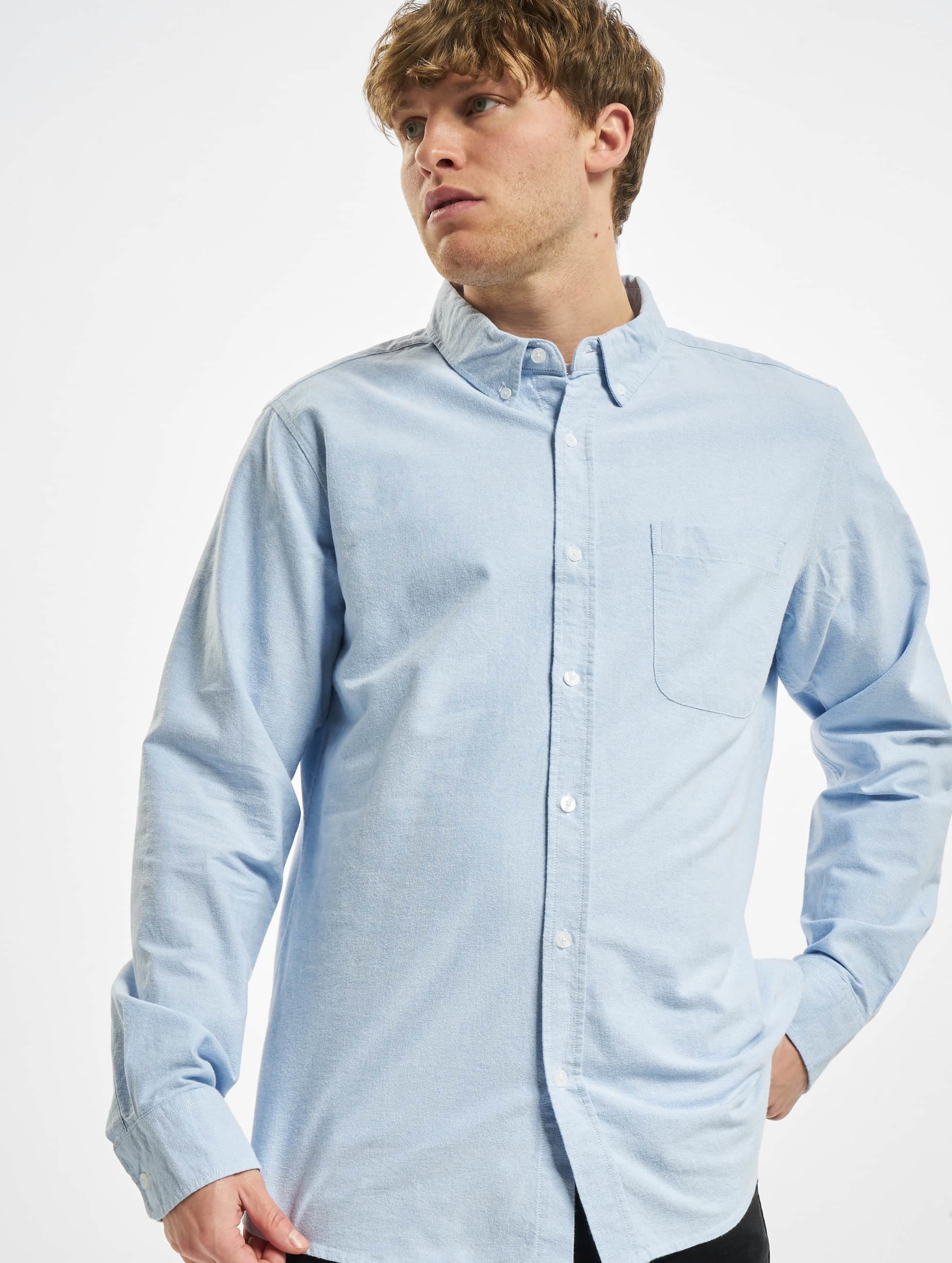 Urban Classics Basic Oxford Shirt Mannen op kleur blauw, Maat XL