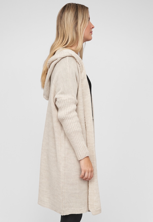 Longform knit cardigan with hood-3