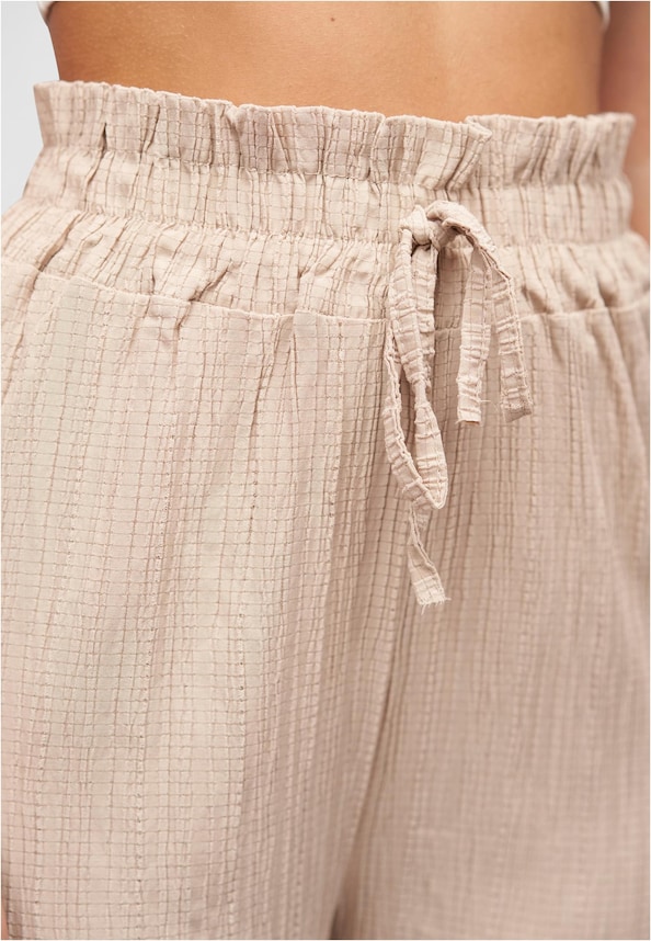 Sommer Hose mit weitem Beinschnitt und Strukturstoff-5