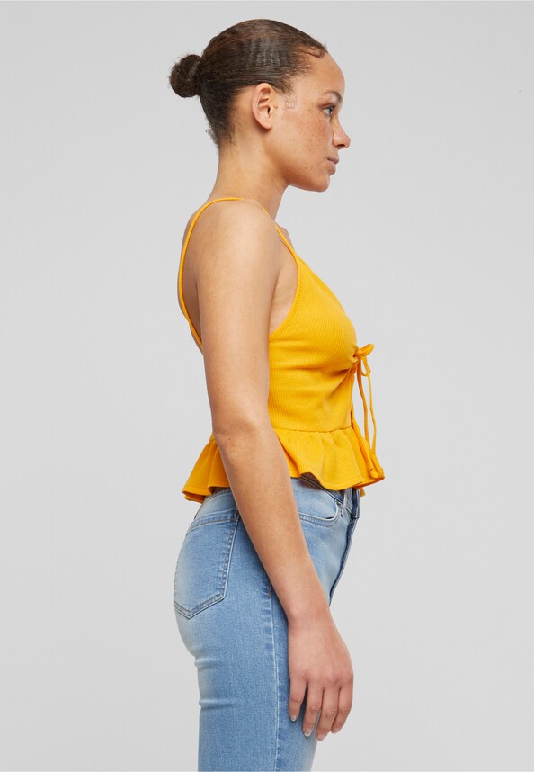 Ladies Waffle Pique Ruffle Top-3