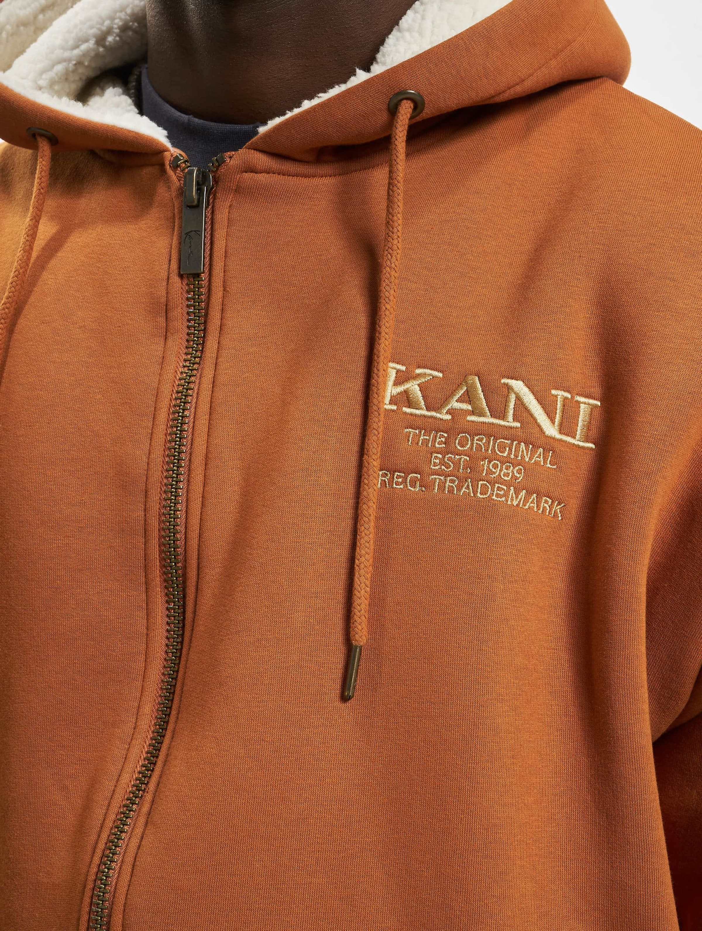 Karl Kani CHEST RETRO FULL ZIP HOODIE - Zip-up sweatshirt - cognac