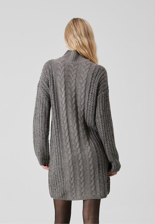 NMLORI L/S HIGH NECK CABLE KNIT DRESS-1