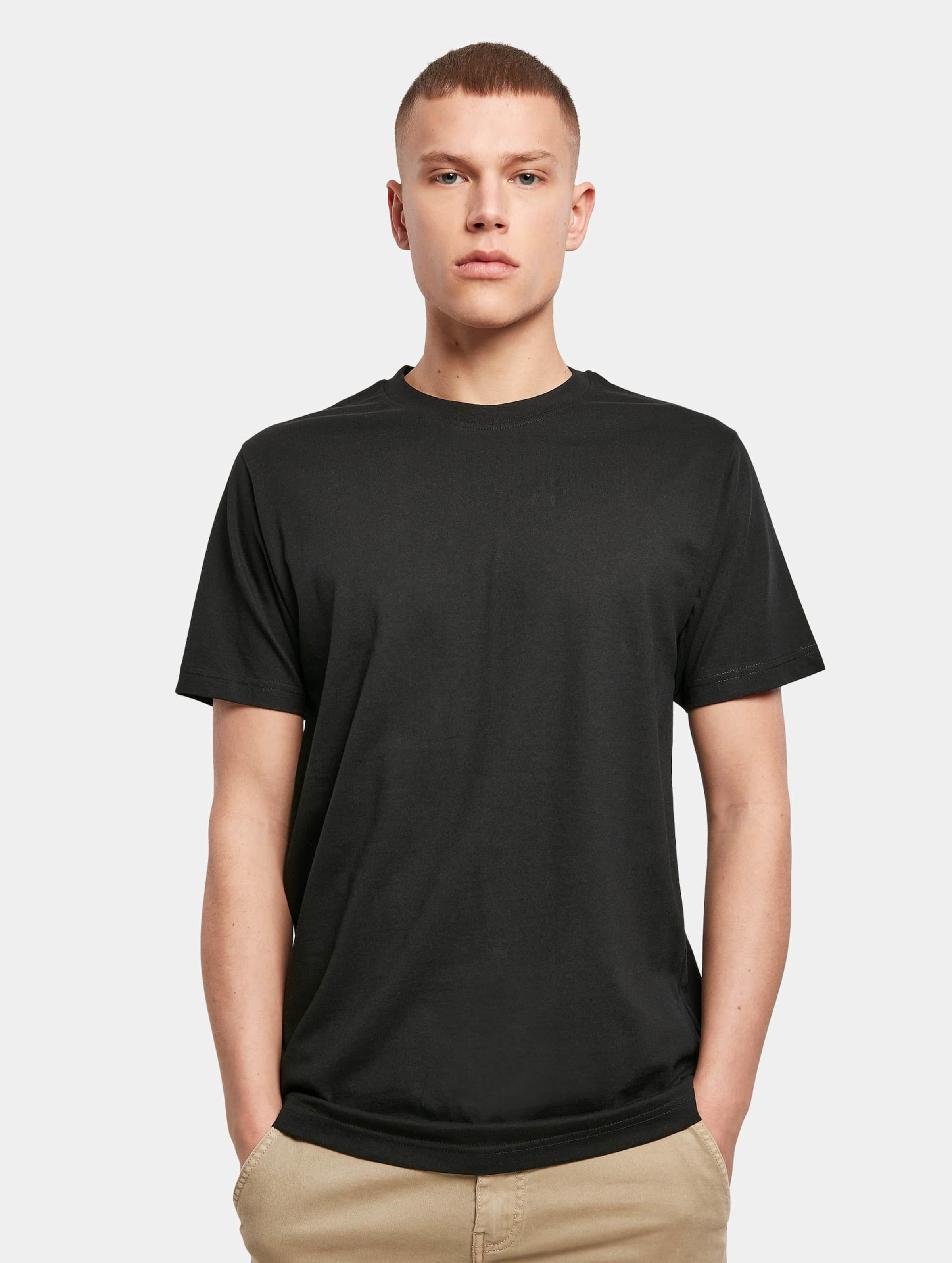 Build Your Brand Organic T-Shirt Round Neck Mannen op kleur zwart, Maat 5XL