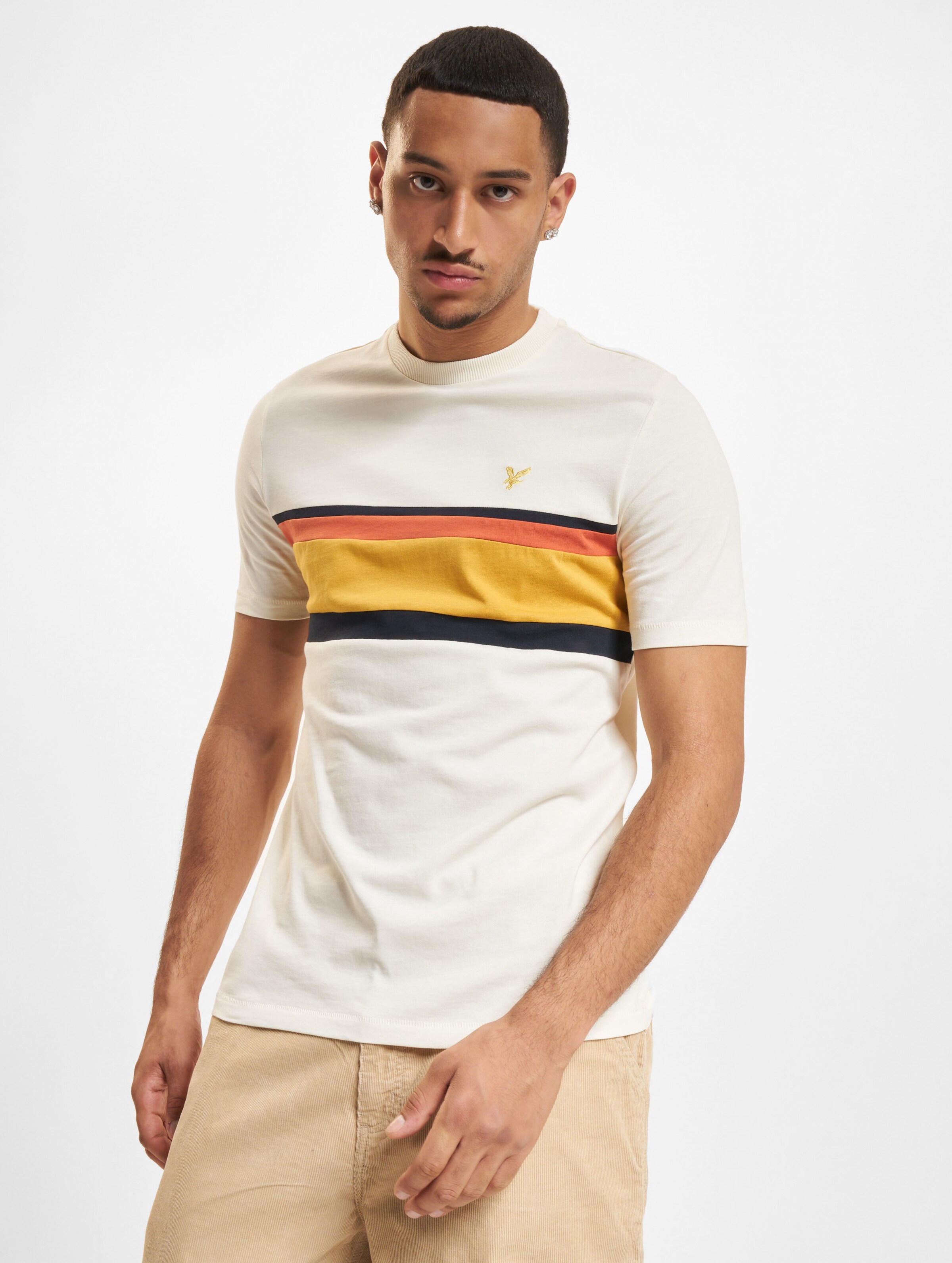 Lyle & Scott Panel T-Shirt op kleur beige, Maat S