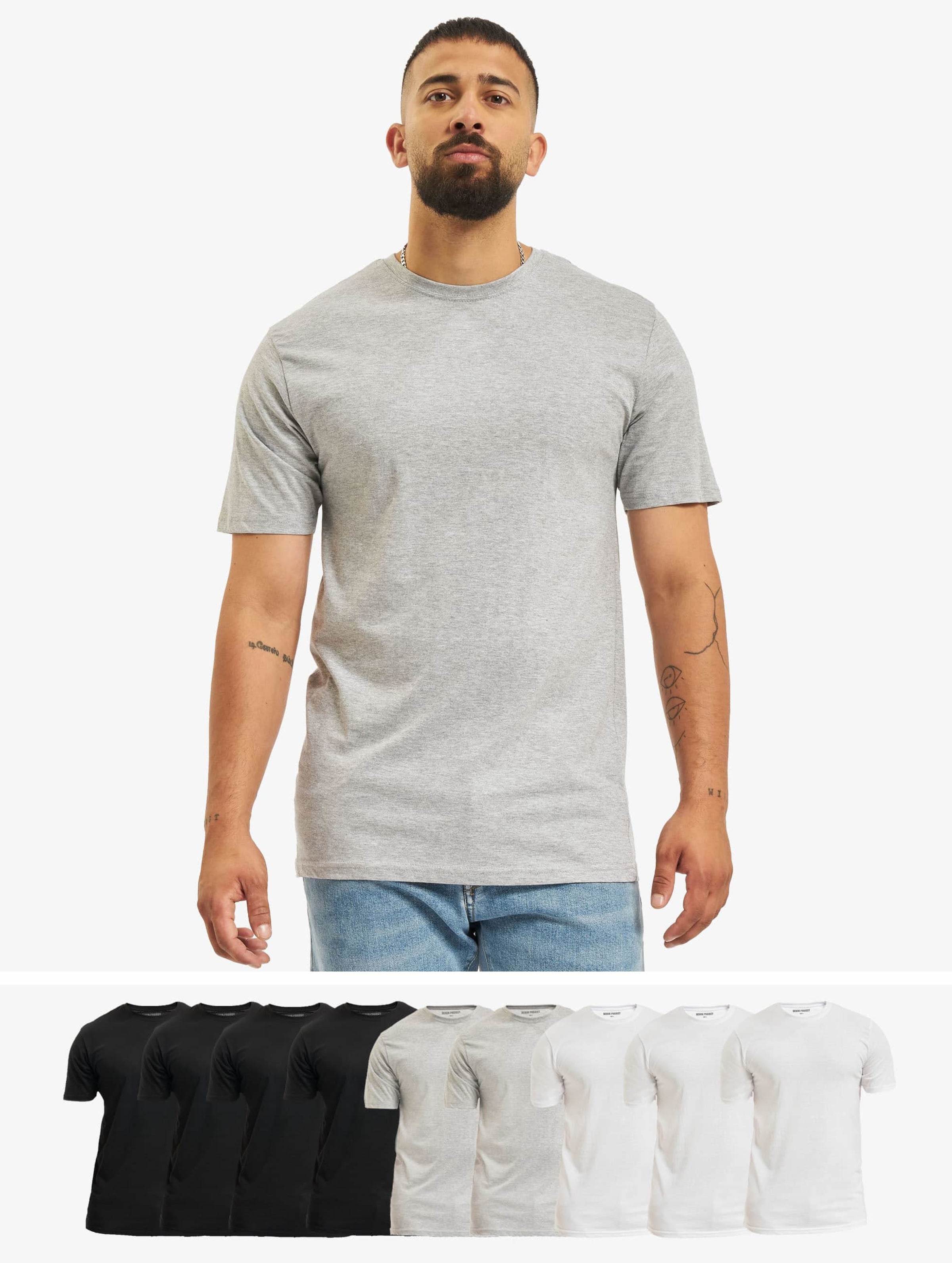 Denim Project 10 Pack 3X Black/3X White/3X Lgm T-Shirts Mannen op kleur grijs, Maat XL