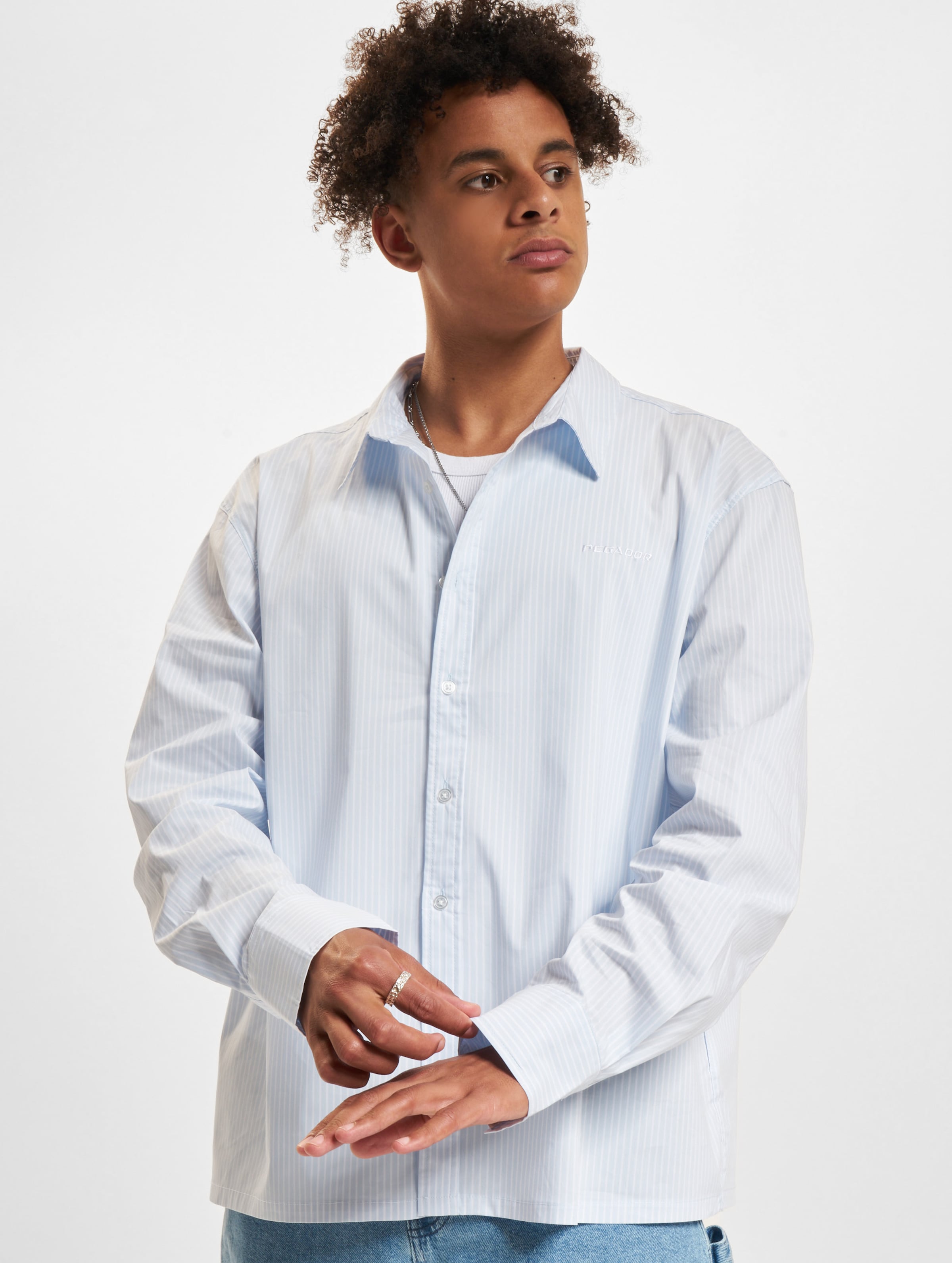 PEGADOR Raton Oversized Longsleeve Shirt Männer,Unisex op kleur blauw, Maat S
