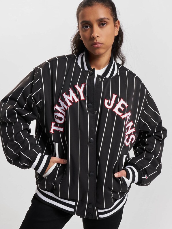 Tommy Jeans Pinstripe Letterman Bomberjacke-0