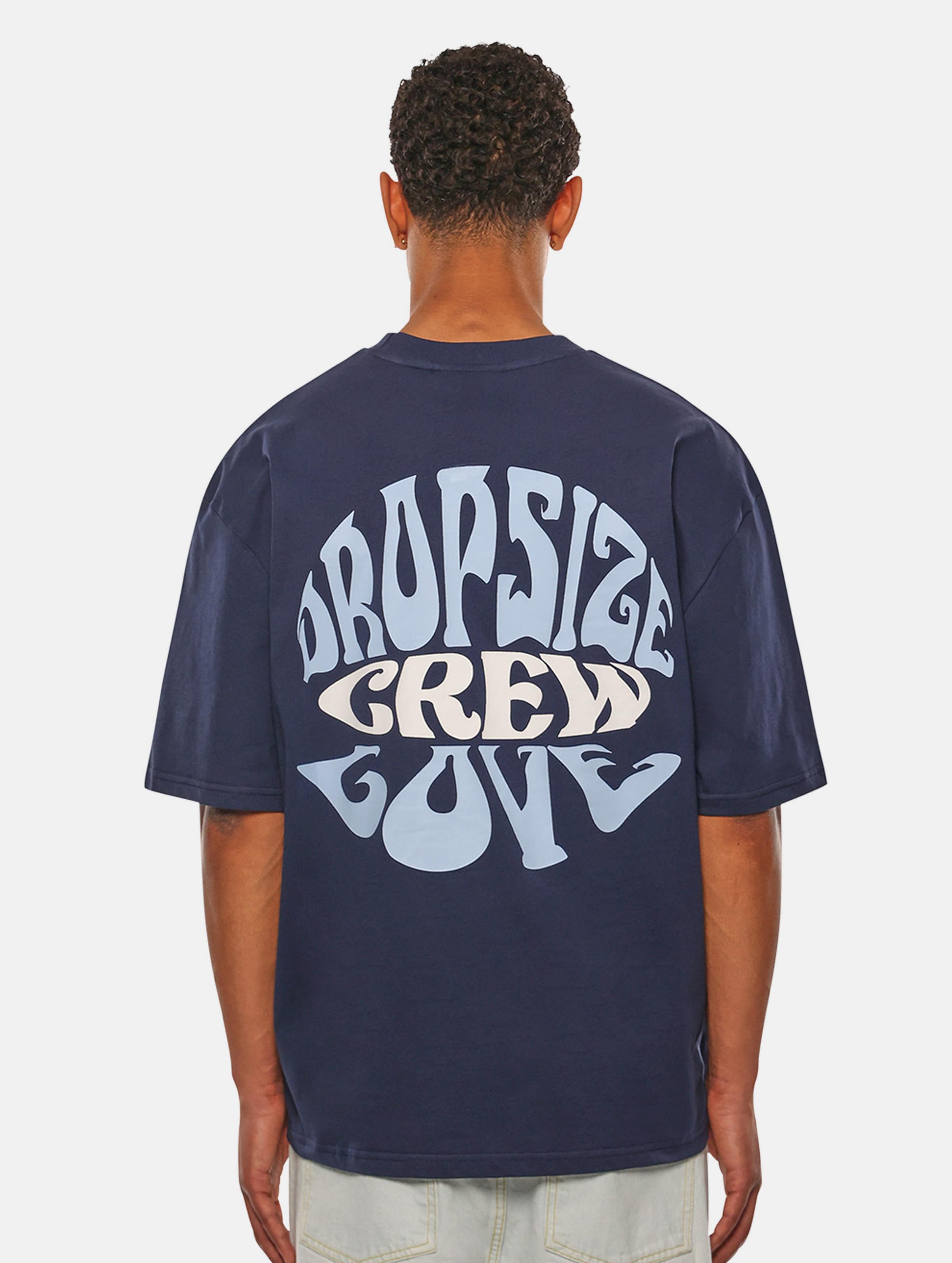 Dropsize Heavy Oversize Crew Love T-Shirt op kleur blauw, Maat M