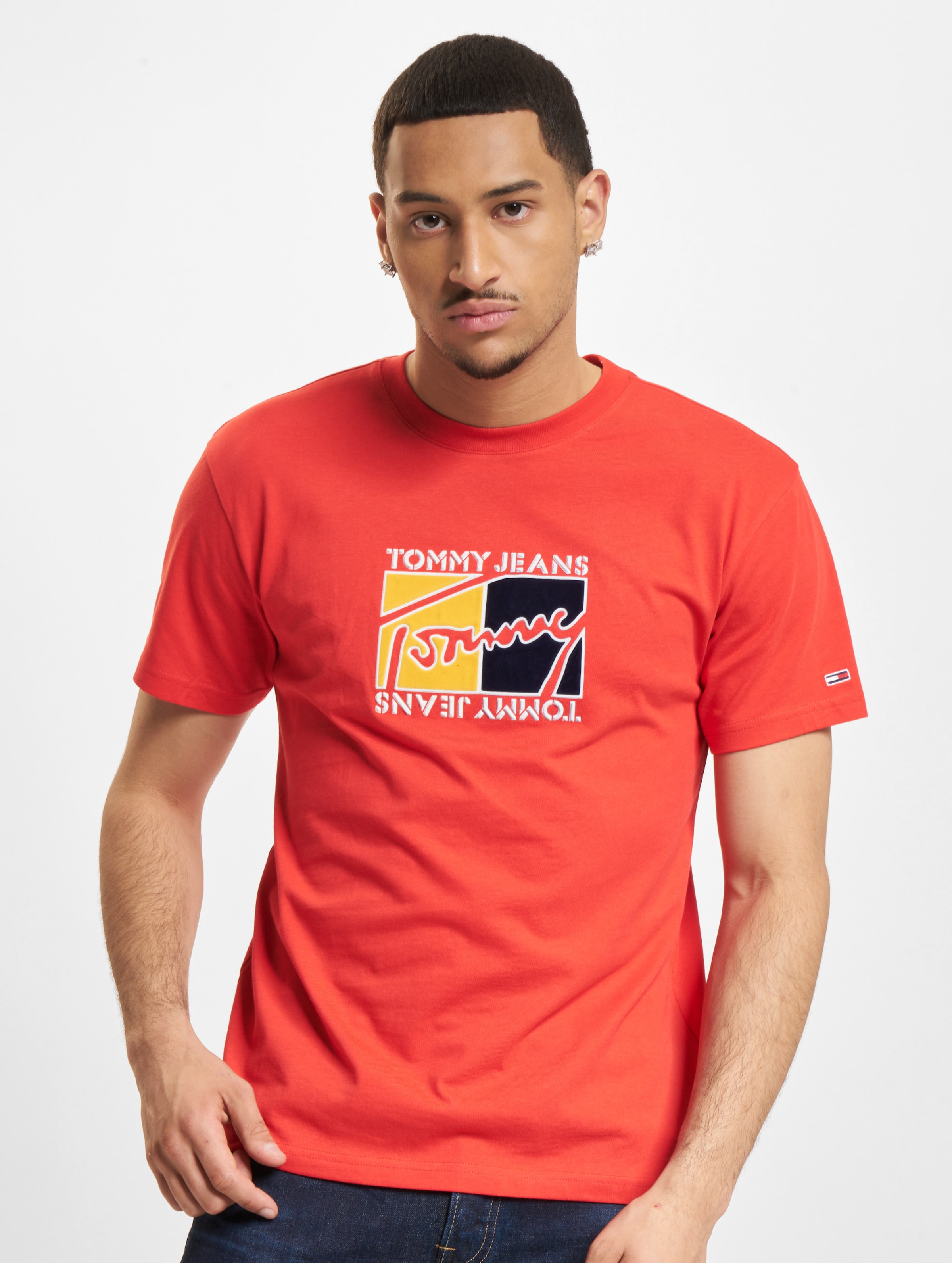 Tommy Jeans Flag Script T-Shirt Männer,Unisex op kleur rood, Maat M