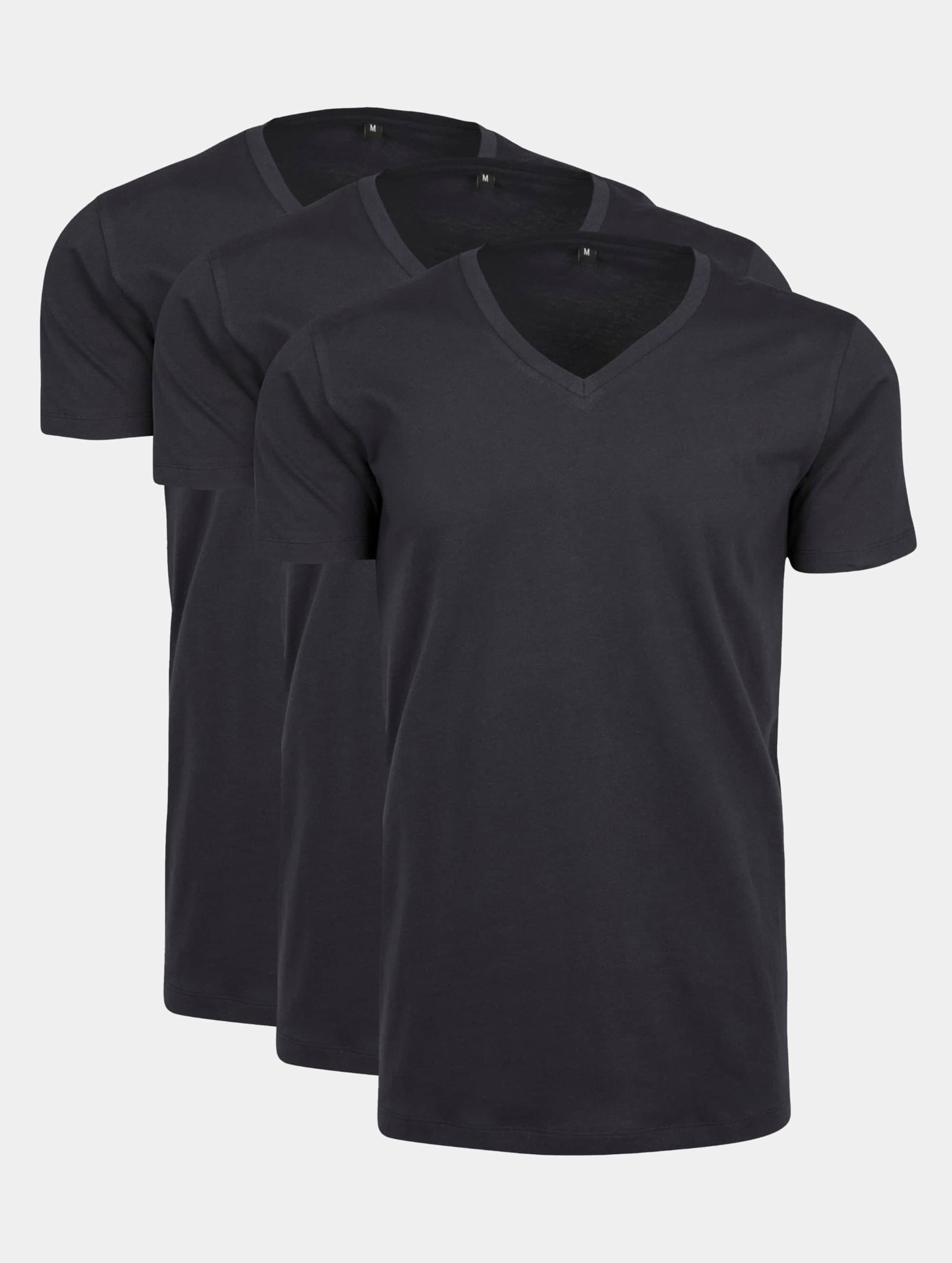 Build Your Brand Light T-Shirt V-Neck 3-Pack Mannen op kleur blauw, Maat M