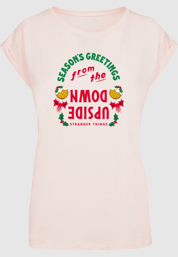 Ladies Stranger Things - Upside Down Seasons Greetings T-Shirt-4