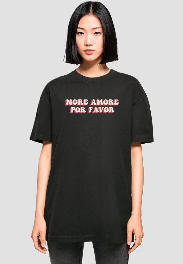 Ladies Hugs & Love - More Amore Por Favor Oversized Boyfriend Tee-0
