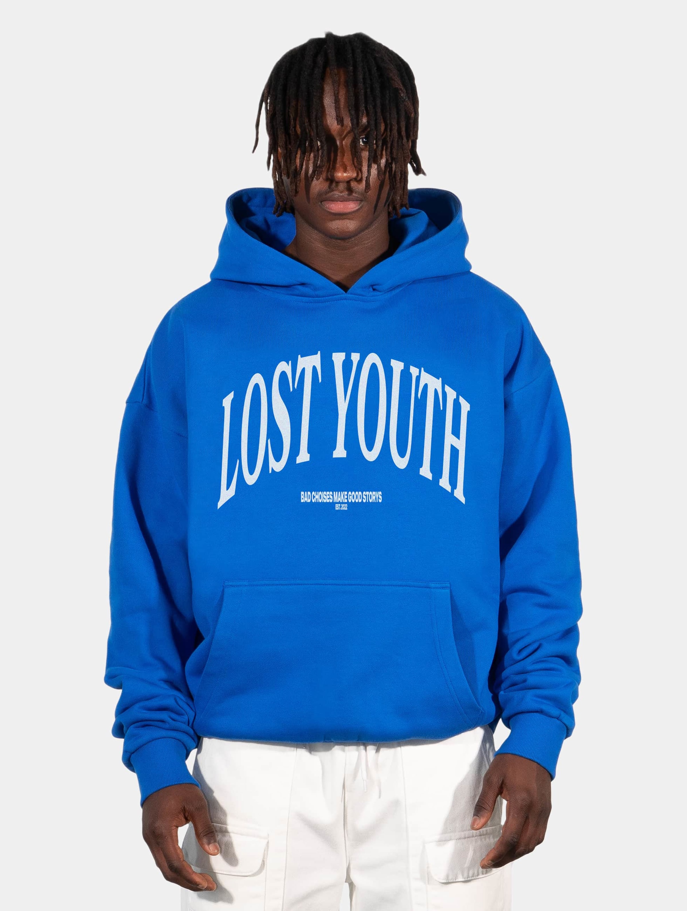 Lost Youth LY HOODIE CLASSIC V.1 Mannen op kleur blauw, Maat XS