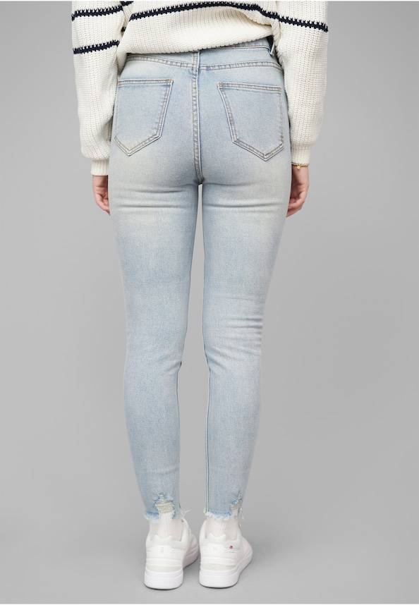 High-Waist Skinny Jeans Hose mit Destroy Details 5 Pockets-1