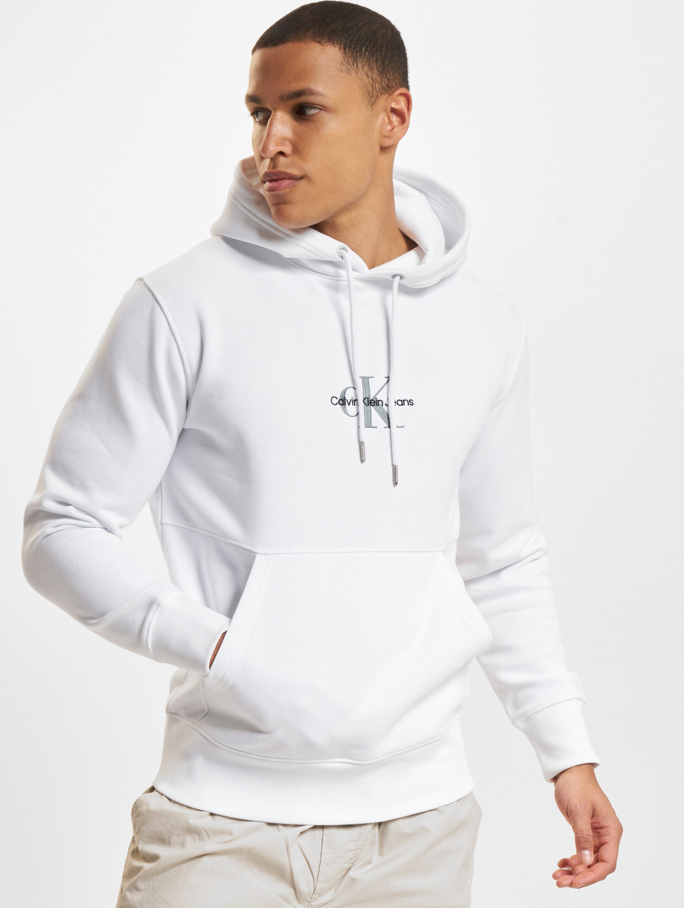 Calvin Klein Jeans Monogram Logo Hoodie Männer,Unisex op kleur wit, Maat M