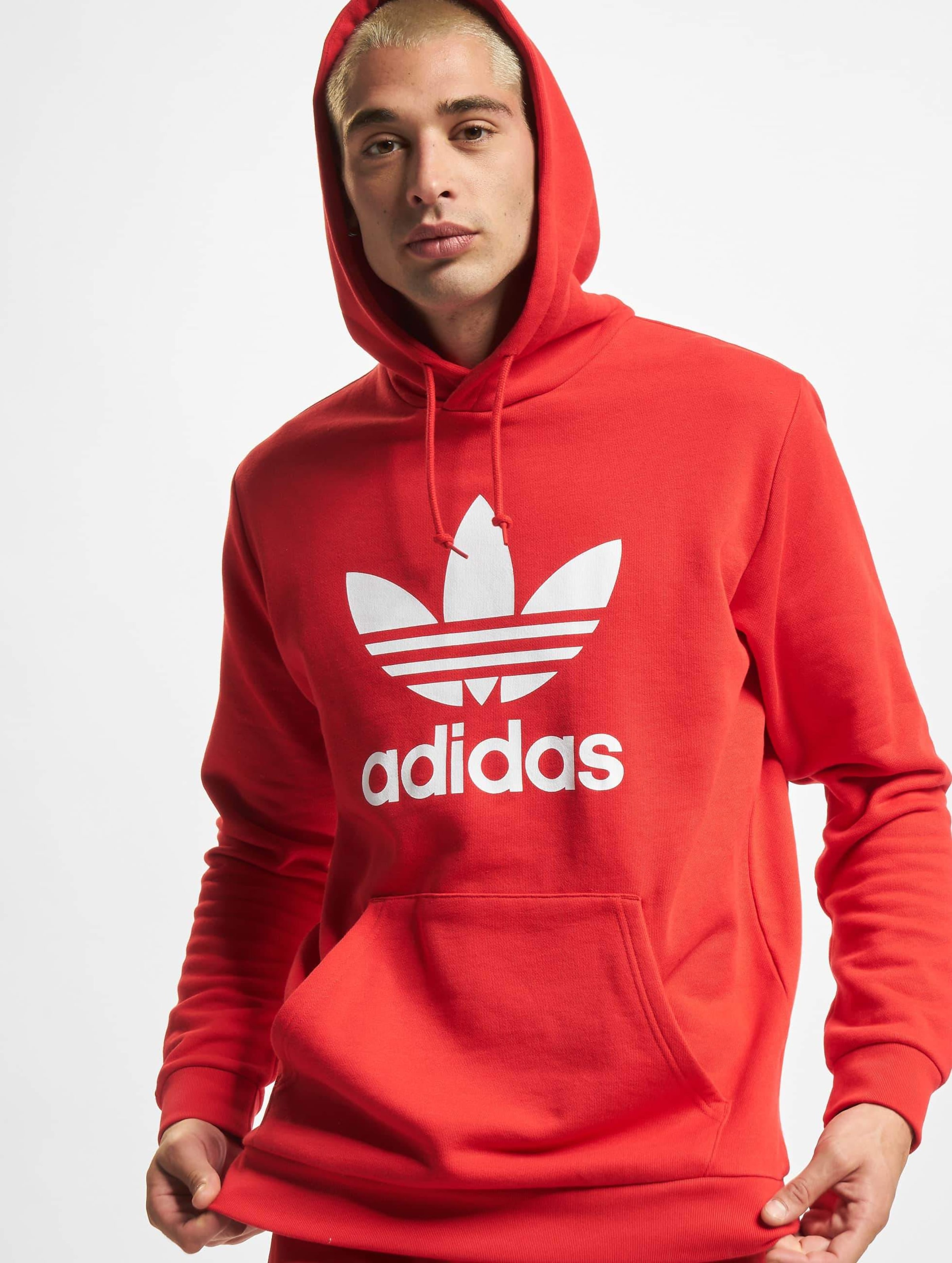 Red adidas trefoil hot sale hoodie women's