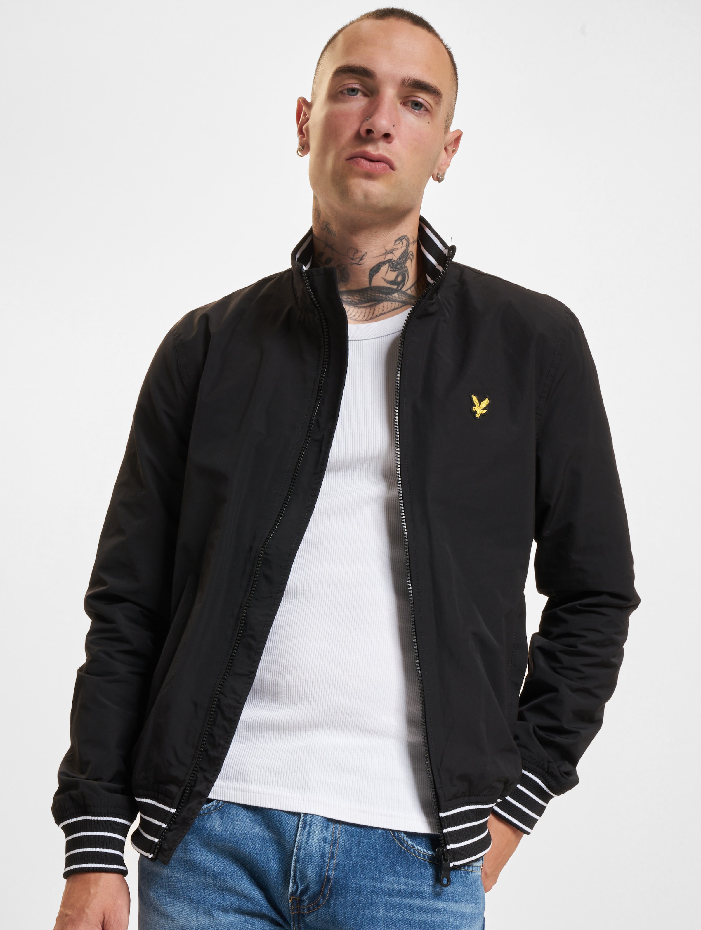 Lyle & Scott Tipped Funnel Neck Freizeitjacke op kleur zwart, Maat S