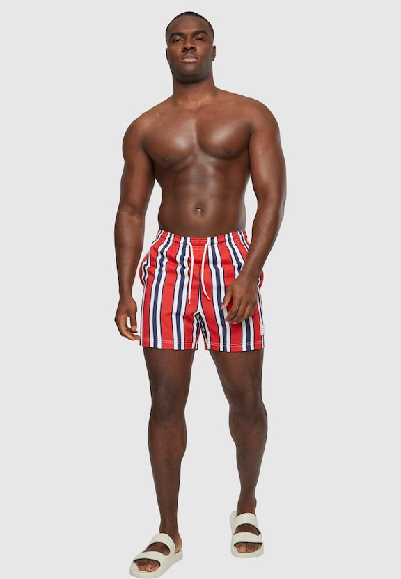 KM-SW013-051-2 Retro Striped Swim Shorts-2