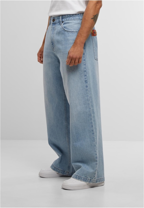 BAGGY JEANS PANTS KNIT DETAIL-2