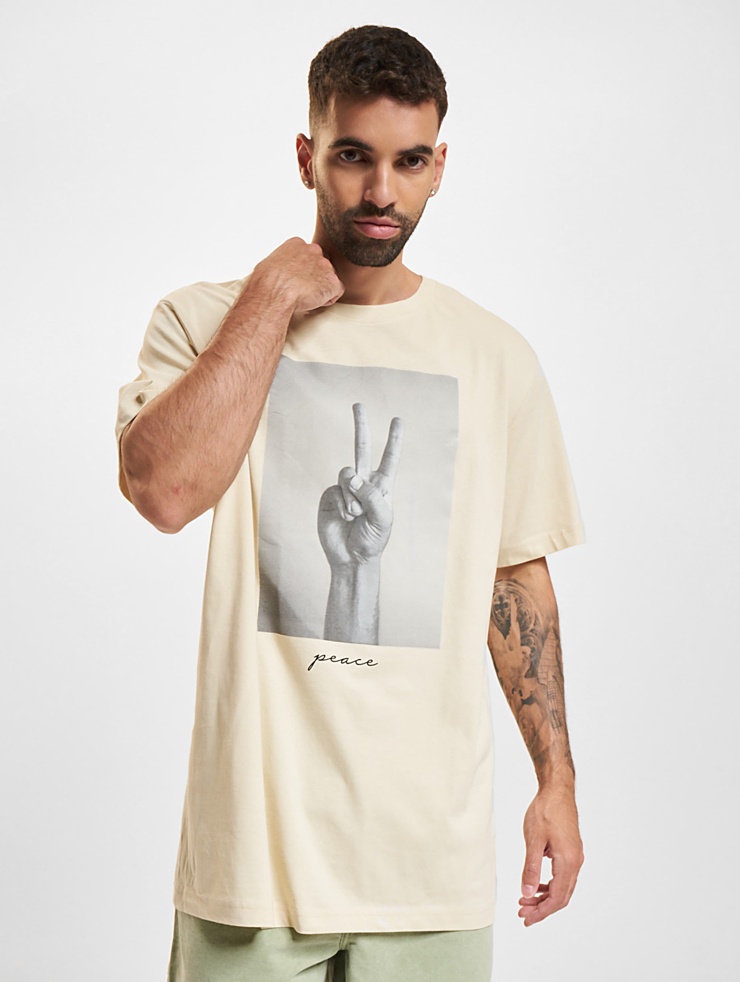 Mister Tee - Peace Sign Heren T-shirt - L - Beige