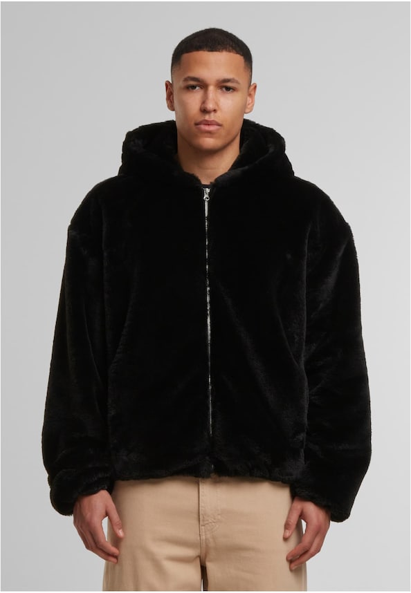 Full Zip Faux Fur Hoodie-2