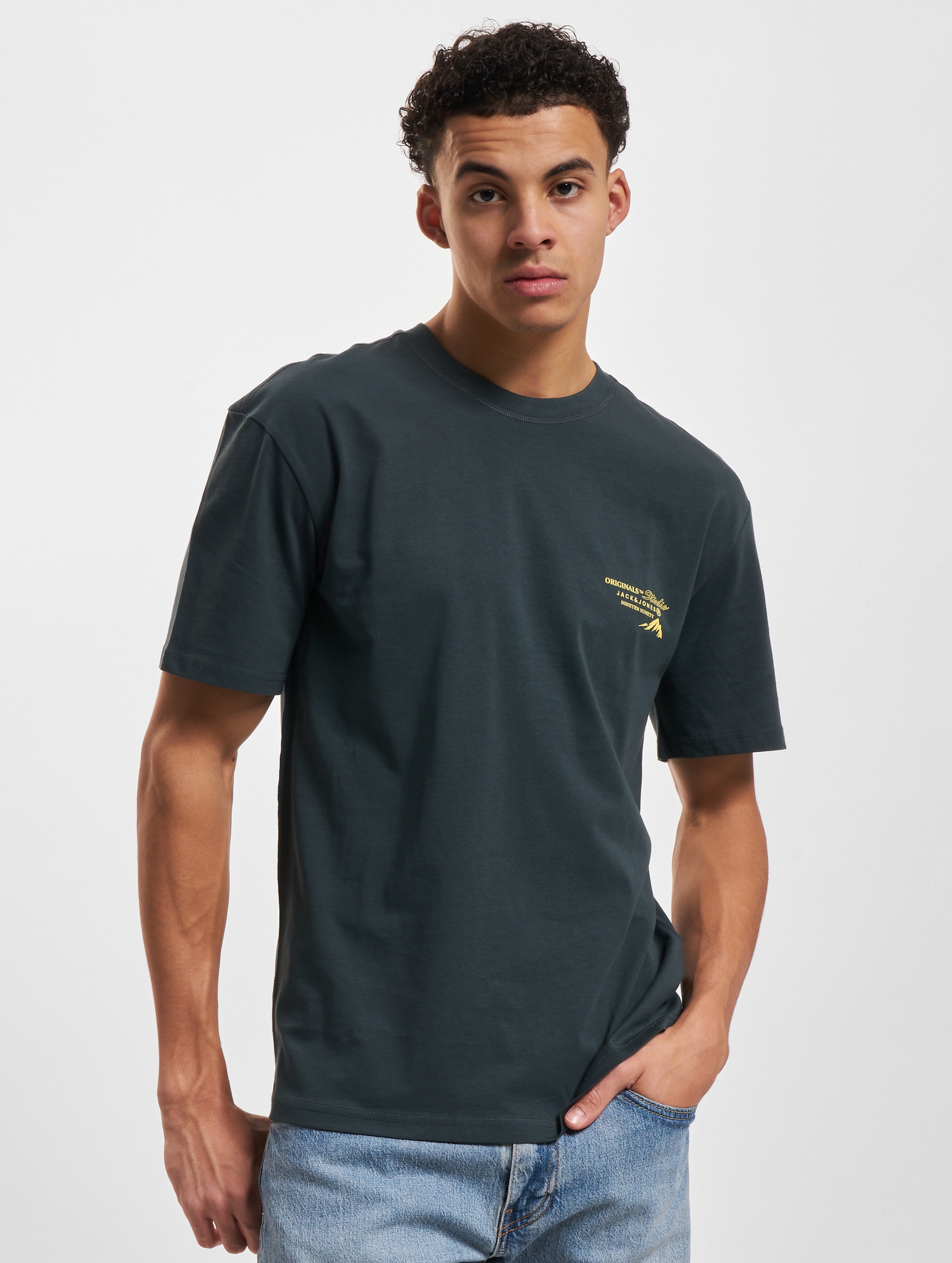 Jack & Jones Haysback T-Shirts Crew Neck Mannen op kleur groen, Maat XL
