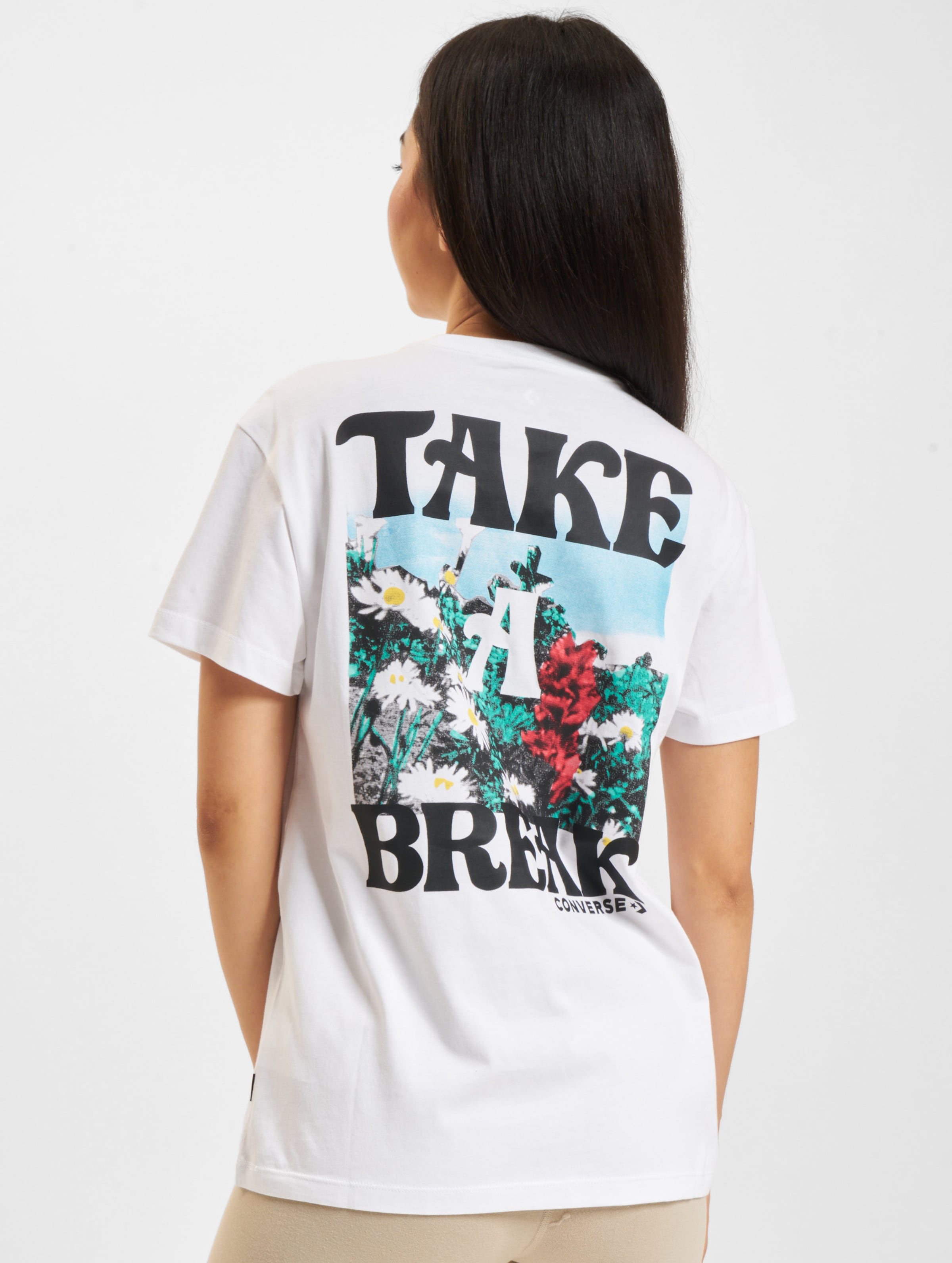 Converse Take A Break Slogan Relaxed T-Shirt Frauen,Unisex op kleur wit, Maat XS